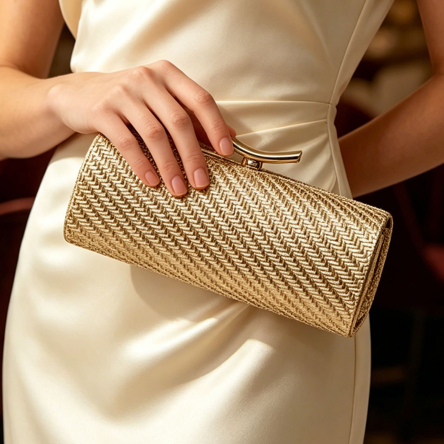Women Bags On Sale - Sac de soirée cylindrique tissé pour