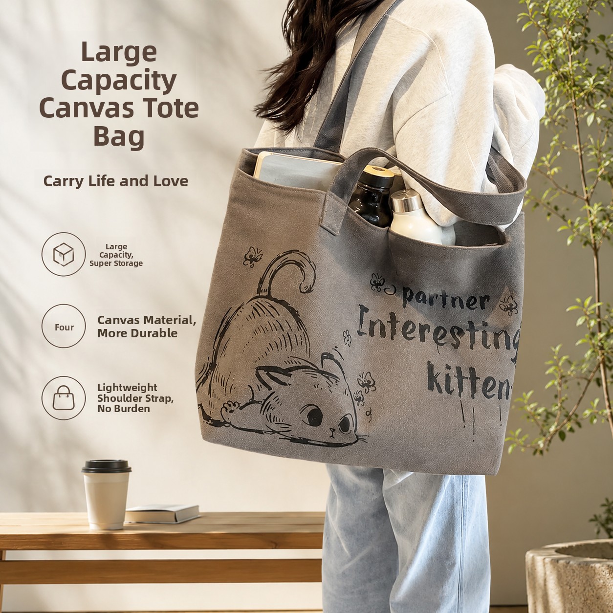 Women Bags 2026 Trends - Sac fourre-tout en toile grande capacité